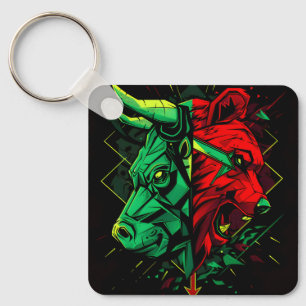 Bull Bear Duel Forces Keychain
