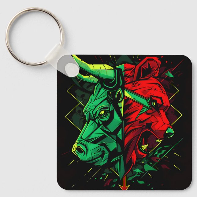 Bull Bear Duel Forces Keychain (Front)