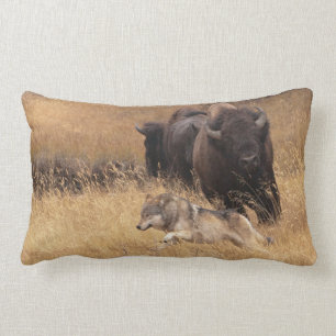 Bull Bison, Female, & Wolf Lumbar Pillow