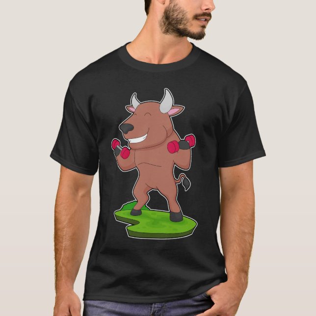Bull Bodybuilding Dumbbells T-Shirt (Front)