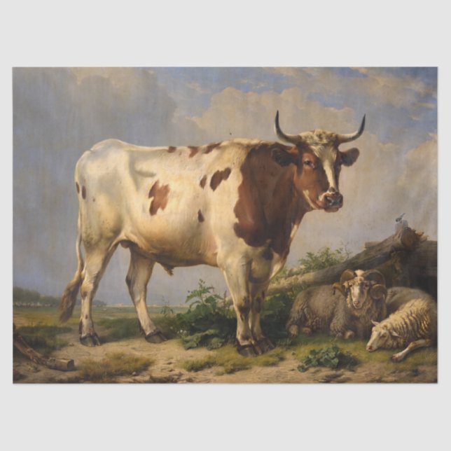 Bull by Eugene Joseph Verboeckhoven Tissue Paper (Front)