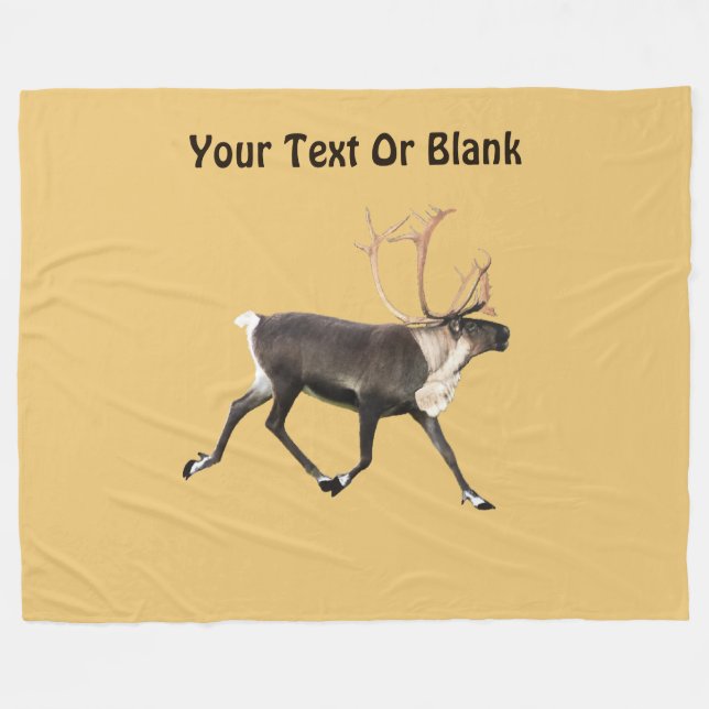Bull Caribou Fleece Blanket (Front (Horizontal))