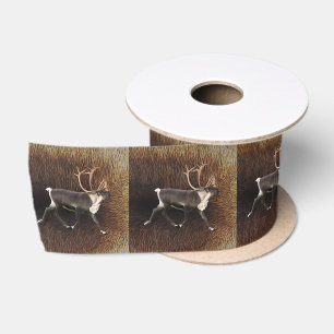 Bull Caribou On Caribou Fur Satin Ribbon