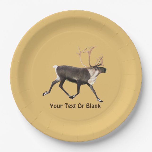 Bull Caribou Paper Plate (Front)