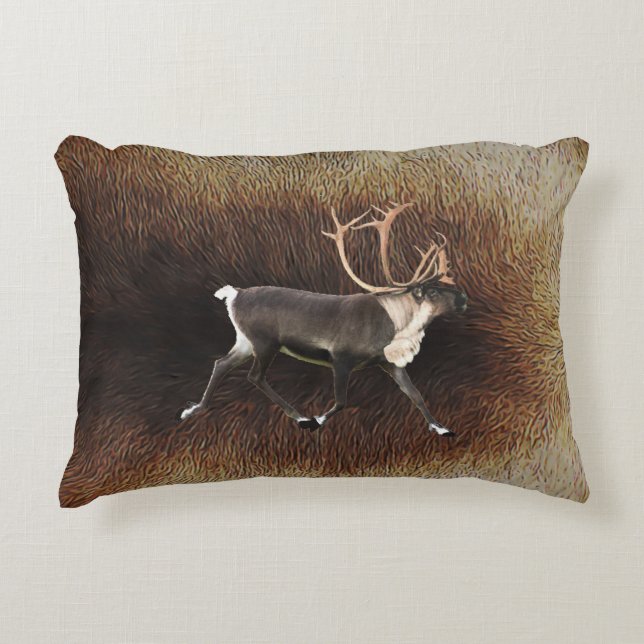 Bull Caribou (Reindeer) Accent Pillow (Front)