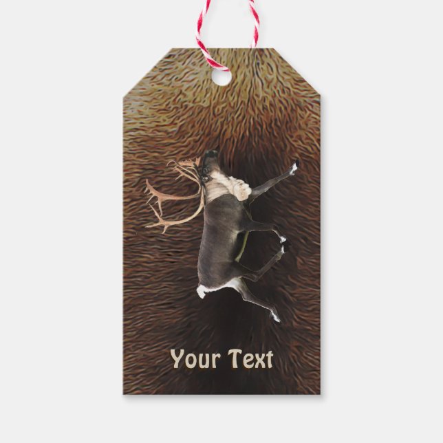 Bull Caribou (Reindeer) Gift Tags (Front)