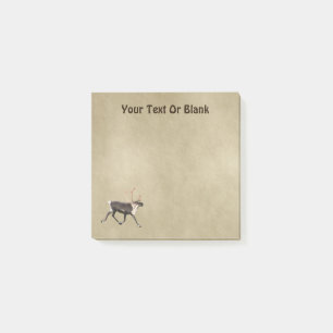 Bull Caribou (Reindeer) On Old Paper Post-it Notes