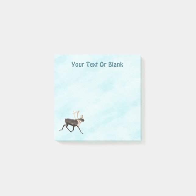 Bull Caribou (Reindeer) On Snow Post-it Notes (Front)