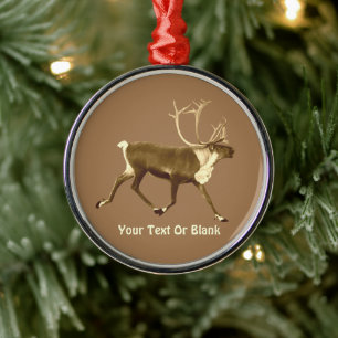 Bull Caribou - Sepia Metal Ornament