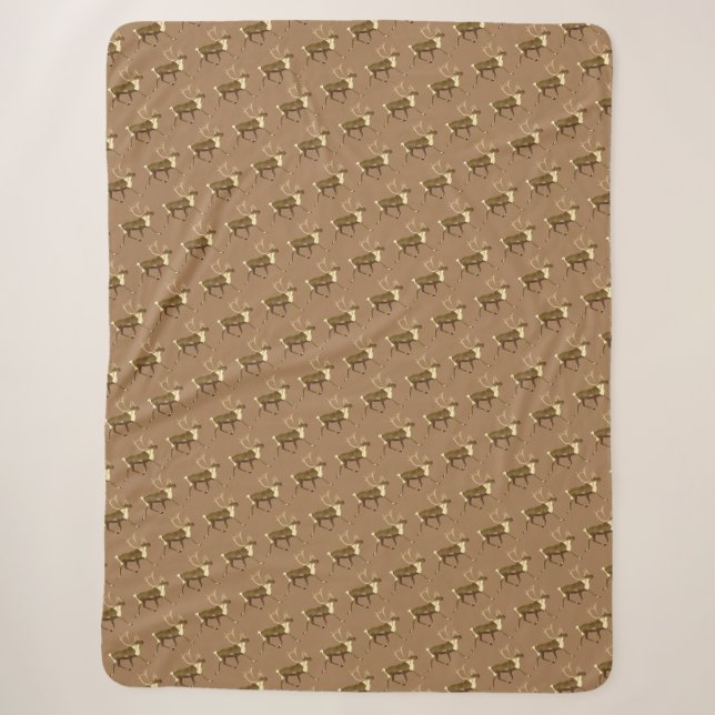 Bull Caribou - Sepia Sherpa Blanket (Front)