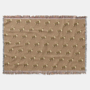 Bull Caribou - Sepia Throw Blanket