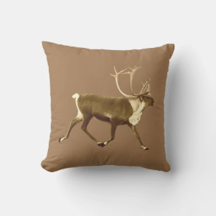 Bull Caribou - Sepia Throw Pillow