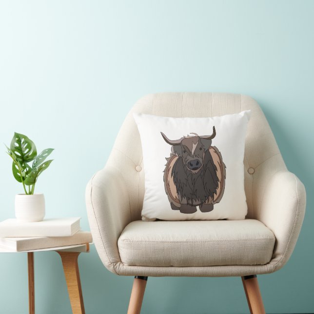 Bull Cattle Bull Throw Pillow (Chair)