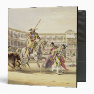 Bull Charging a Picador, 1865 (colour litho) Binder
