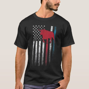 Bull Cow Rodeo  4th Of July American Flag Usa Amer T-Shirt