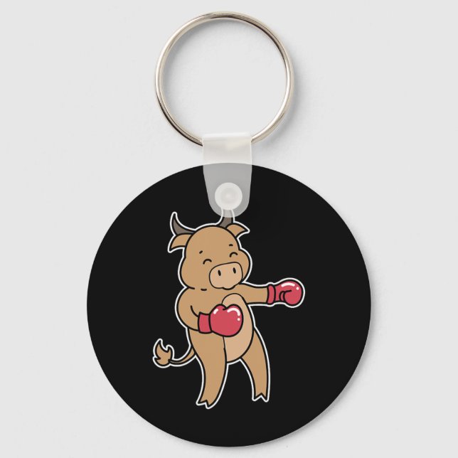 Bull Does Boxing  Keychain (Front)