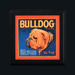 Bull Dog on a Blue Background Gift Box<br><div class="desc">A vintage crate label print illustrating a bulldog with a blue patterned background and an orange border. Choose this art print on your Zazzle product today.</div>