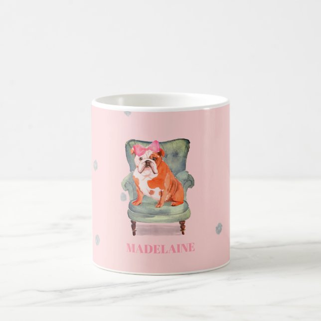 Bull Dog Pink Silver Personal Coffee Mug (Center)