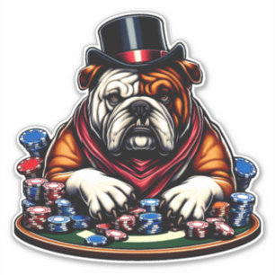 bull dog playing poker gambling casino art