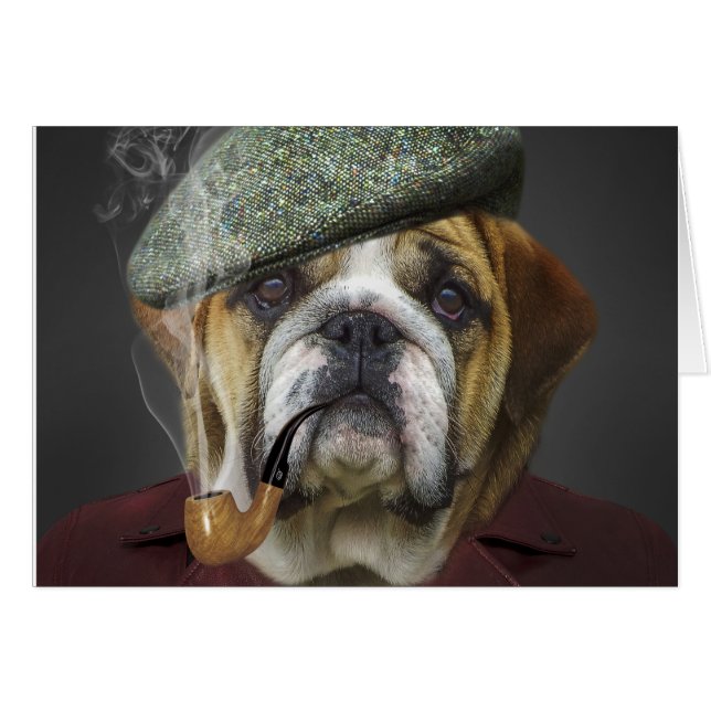 Bull Dog With Cap and Pipe (Front Horizontal)
