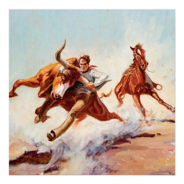 “Bull Dogger” Western Art by Will James Photo Print (Front)