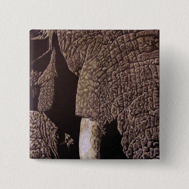 Bull Elephant 2 Inch Square Button (Front)