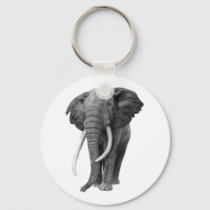 Bull elephant - Drawing in pencil Keychain