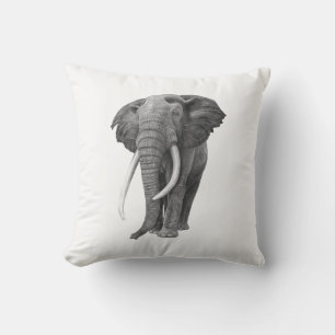 Bull elephant - Drawing in pencil Outdoor Pillow