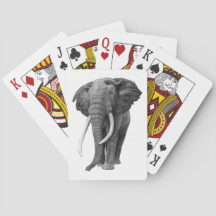 Bull elephant - Drawing in pencil Playing Cards