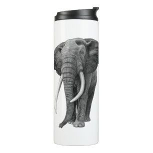 Bull elephant - Drawing in pencil Thermal Tumbler