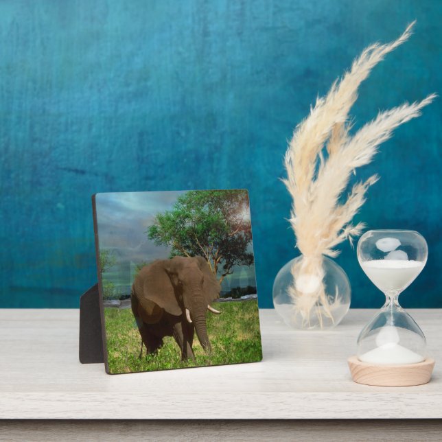 Bull Elephant Grazing, Plaque (Insitu)
