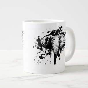 Bull Elephant in Black Splash Pick Your Background Large Coffee Mug