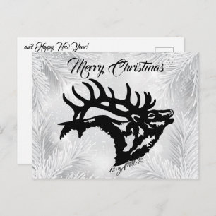 Bull Elk Christmas Postcard