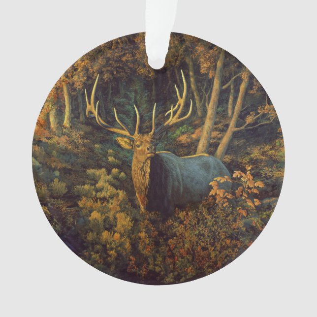 Bull Elk dans la forêt d'automne (devant)
