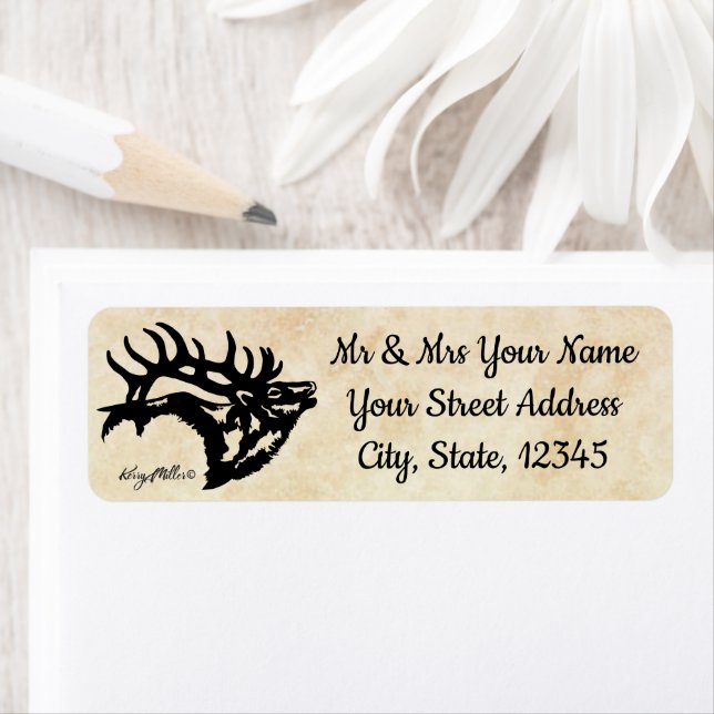 Bull Elk Étiquette Silhouette (En situation)