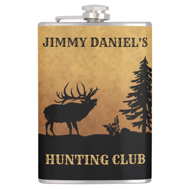 Bull Elk Hunting Hip Flask (Front)