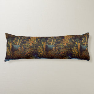 Bull Elk in Autumn Forest Body Pillow