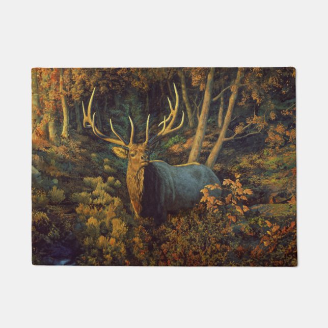 Bull Elk in Autumn Forest Doormat (Front)