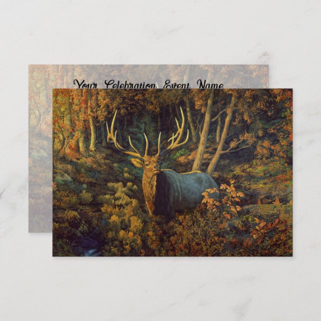 Bull Elk in Autumn Forest Invitation (Front/Back)