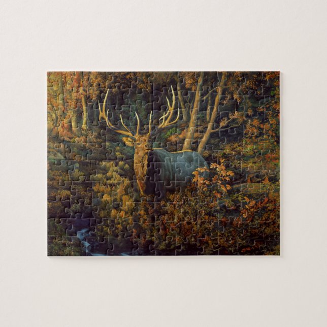 Bull Elk in Autumn Forest Jigsaw Puzzle (Horizontal)