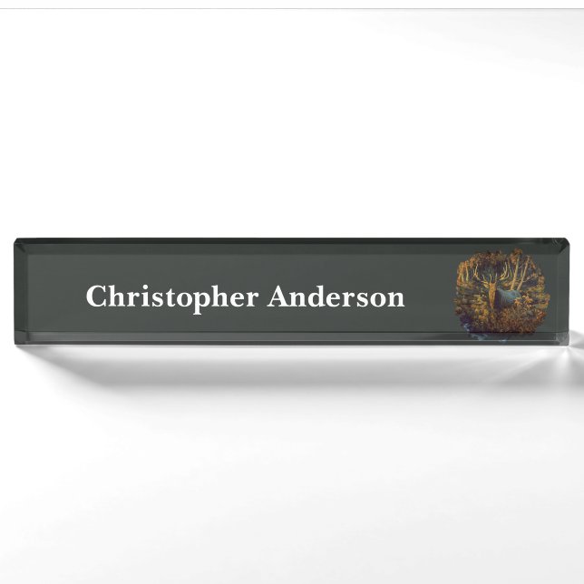 Bull Elk in Autumn Forest Nameplate (Front)