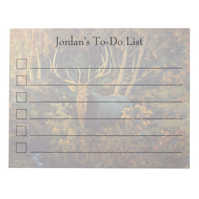 Bull Elk in Autumn Forest Notepad (Front)