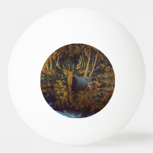 Bull Elk in Autumn Forest Ping Pong Ball