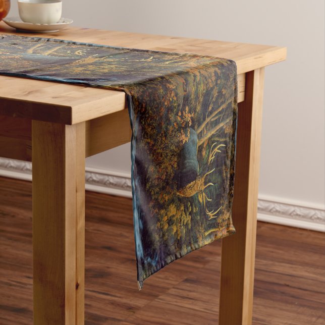 Bull Elk in Autumn Forest Short Table Runner (In Situ)
