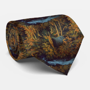 Bull Elk in Autumn Forest Tie