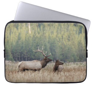 Bull Elk in Meadow Yellowstone National Park Laptop Sleeve