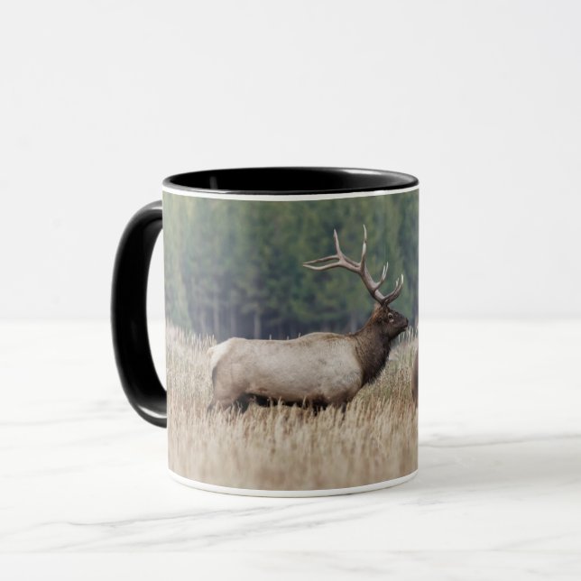 Bull Elk in Meadow | Yellowstone National Park Mug (Front Left)