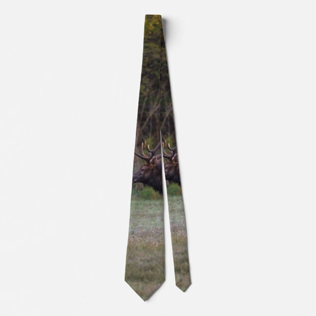 Bull Elk Morning Walk Neck Tie (Front)