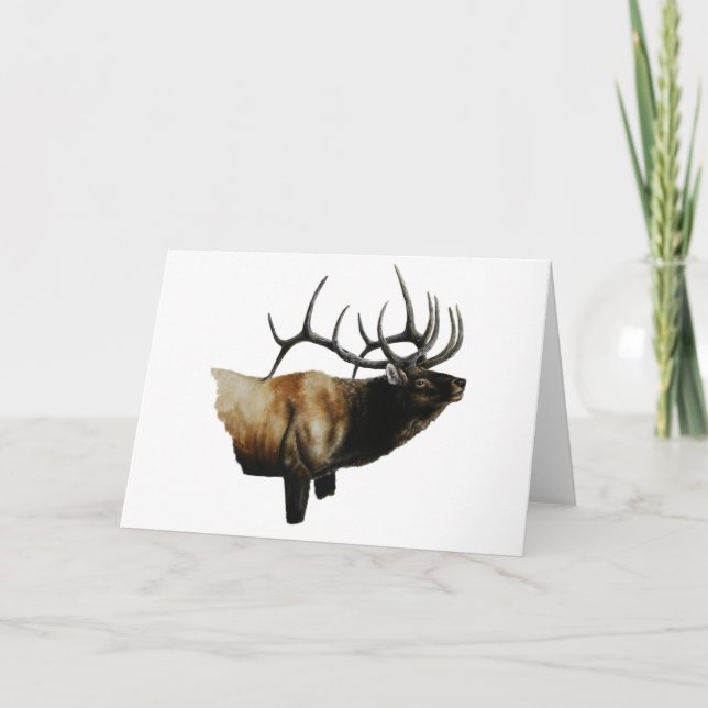 Bull Elk Painting on customizable products Holiday Card (Front)
