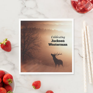 Bull Elk Silhouette Memorial Napkin